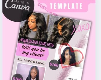 Valentine's Day Hair & Beauty Flyer, Customizable Canva Template