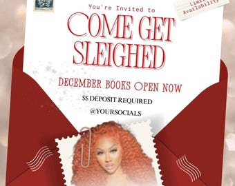 December Booking flyer, Holiday Booking Promo Template, Hair Stylist December Books Open Flyer Editable Canva Template