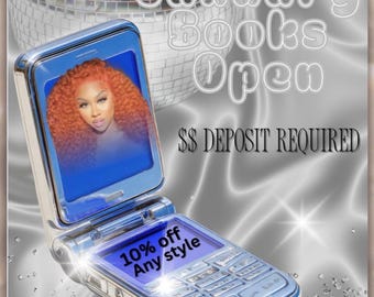 January Books Open Flyer Template, Hairstylist Booking Flyer, Y2K Phone Canva Flyer, Editable Hair Promo Digital Download