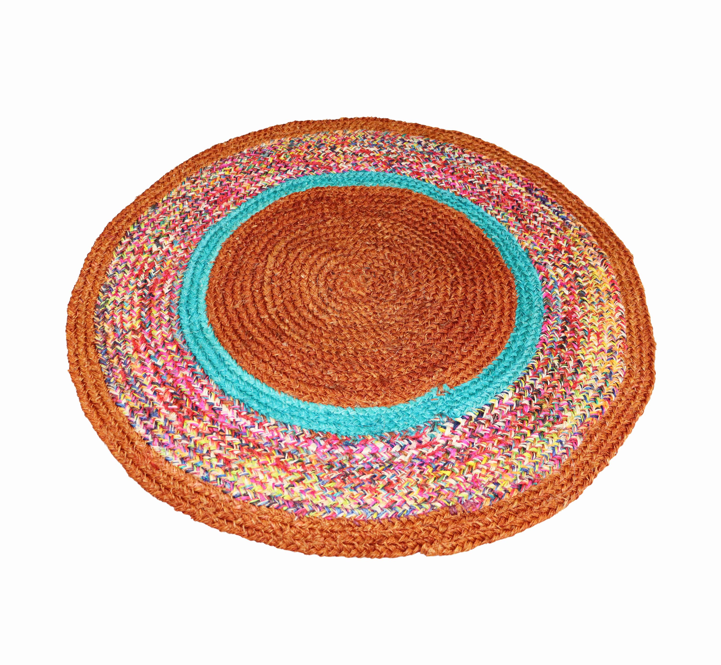 Vipanth Exports - Tapis Rond En Jute Tressé à La Main Avec Lignes