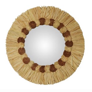 Round raffia mirror Ø 44 cm