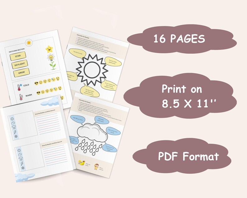 Weather Activity Printable | Kids Learning Worksheets (digital Download ...