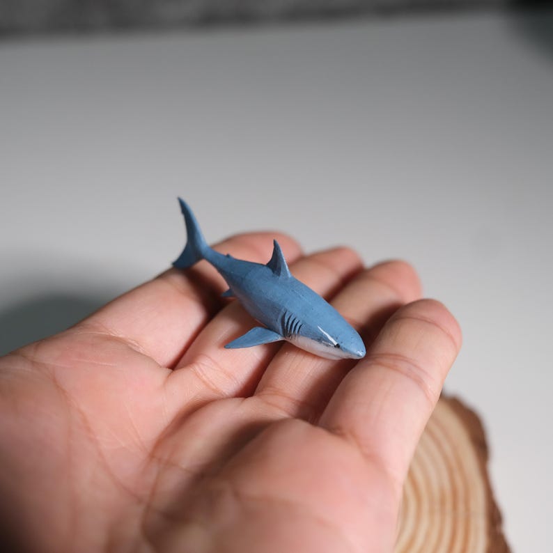 Figure Tiger Shark Handmade Painting .desk Sculpture, Tabletop