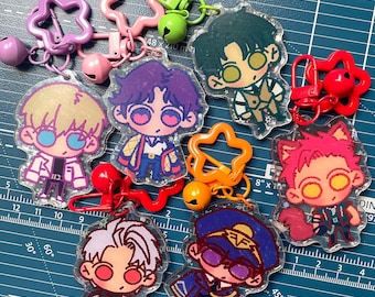 LADS Love and Deepspace 2.5" front epoxy keychains VALKO, Sylus, Xavier, Caleb, Zayne, Rafayel