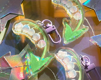 FLOWERS 2.5" star holographic acrylic charm with front epoxy