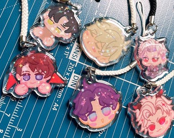 LADS Love and Deepspace 1.5” phone charm front epoxy Zayne Caleb Sylus Rafayel Xavier