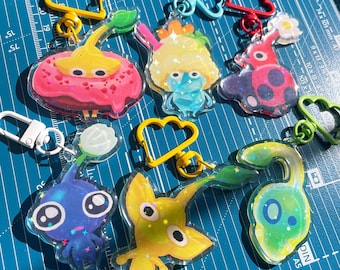 PIKMIN Acrylic Charms! 2.5" ghost, blue, yellow, decor, red, ice