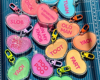 SILLY CANDY HEART 2.5" Acrylic charm star holo