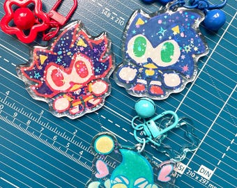 Sonic the Hedgehog 2.5" front side epoxy star holo keychains Sonic, Shadow, Chao