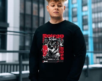 Tokyo Tribe Cyberpunk Sweatshirt – Futuristic Japanese Streetwear, Anime Techwear Hoodie, Edgy Urban Fashion