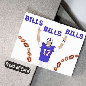 Go Bills, Buffalo Bills, carte de voeux Josh Allen, carte imprimable, NFL