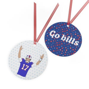 Go Bills, Josh Allen, Christmas Ornament, Metal