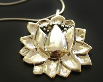 Large Lotus Pendant Necklace