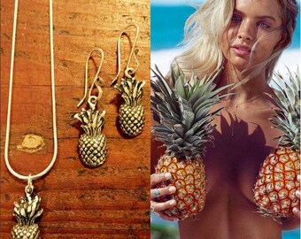 Pineapple Earrings in  Sterling Silver