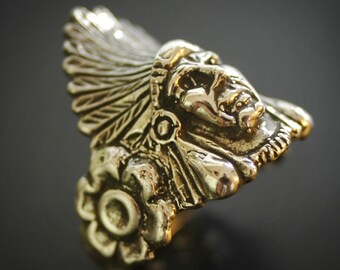 Free Spirit Indian Chief & Country Roses Ring