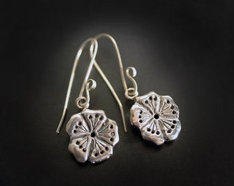 Sakura Blossom Sterling Silver Dangle Earrings