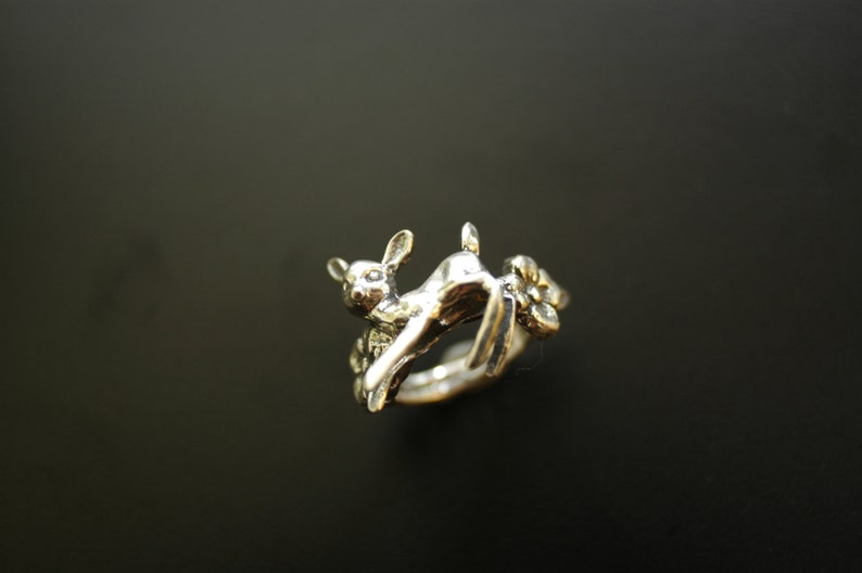 Deer in the Flowers Ring in Sterling Silver image 2