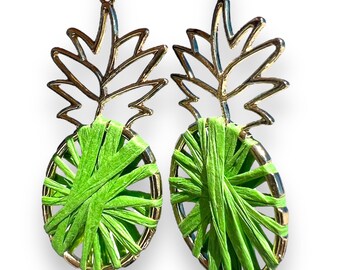 Green Pineapple Dangle Earrings