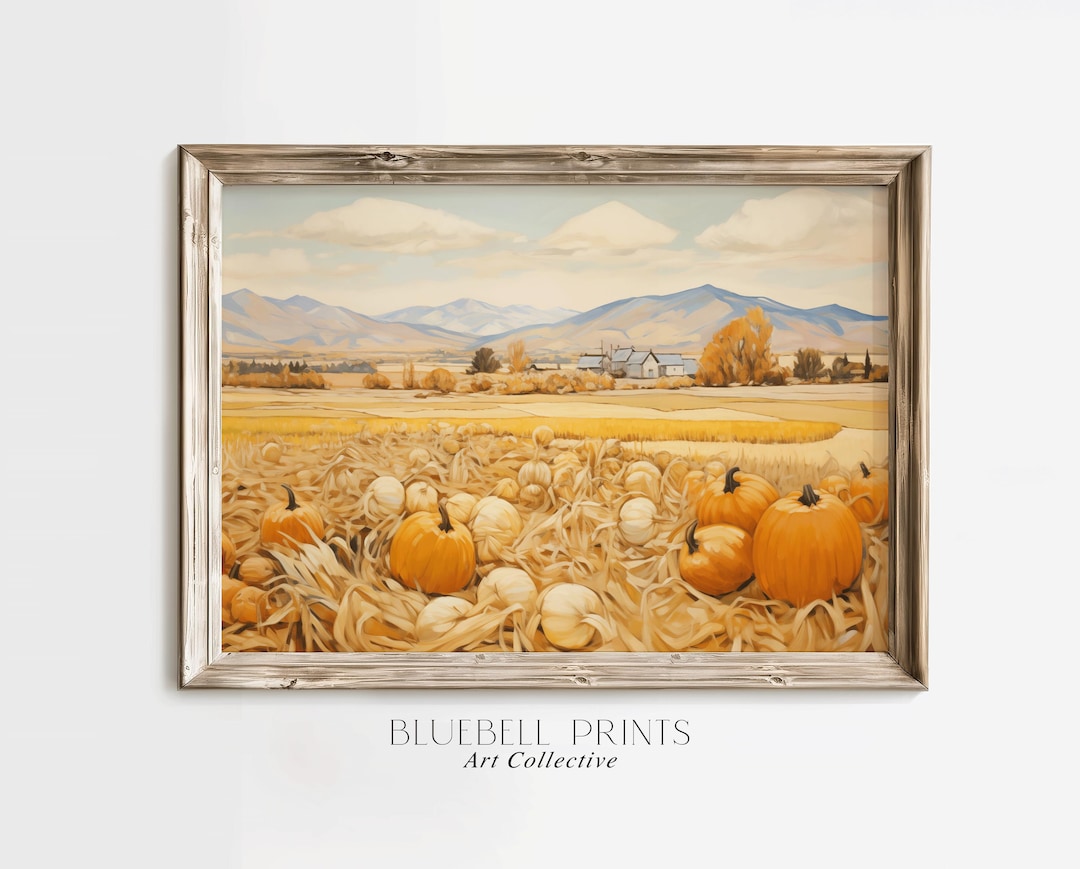 PRINTABLE Fall Pumpkin Patch Oil Painting | Rustic Farmhouse ...