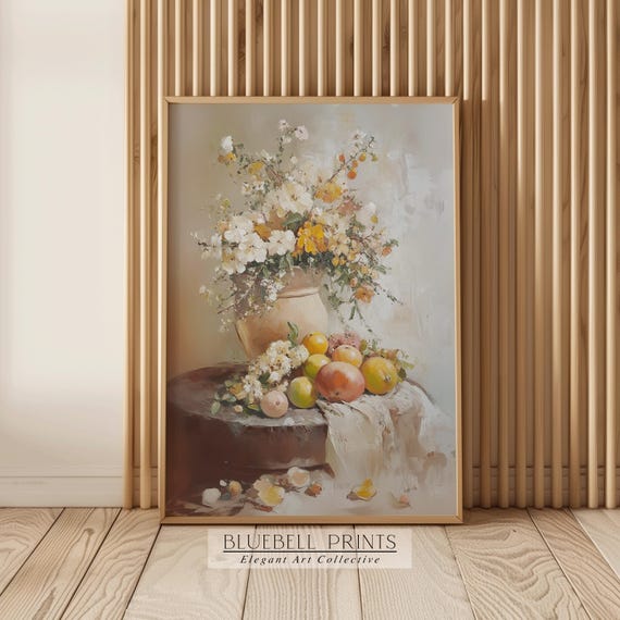花と果物の油絵 | ビクトリア朝の農家のコテージの壁アート 花と果物の油絵 | ビクトリア朝の農家のコテージの壁アート