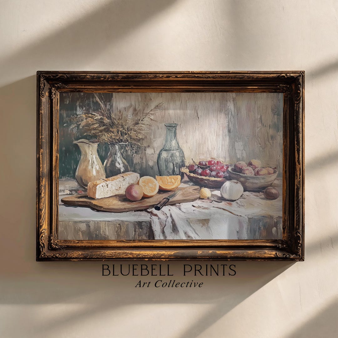 Culinary Still Life Food Oil Painting | Rustic Kitchen & Dining Wall ...