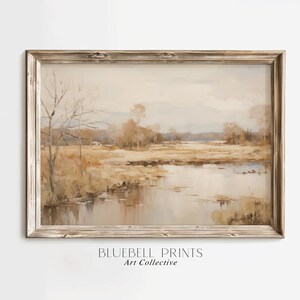 AFDRUKBAAR herfstlandschap olieverfschilderij | Gedempte rustieke boerderijmuurkunst | Digitale digitale print herfstlandschap | BB 00187