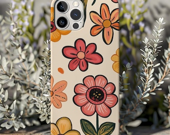 Retro Phone Case | Flower Phone Case | iPhone  Samsung Google Pixel Phone Case | Floral Phone Case | Gift for Her | Gift For Mom
