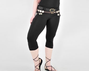 Size Small Black Capri Leggings with Belt Loops - by Rachel Brice and Dreaming Amelia