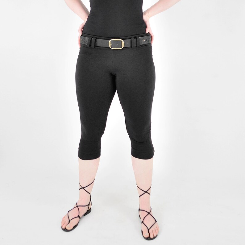 Black Capri Leggings With Belt Loops by Rachel Brice and Etsy