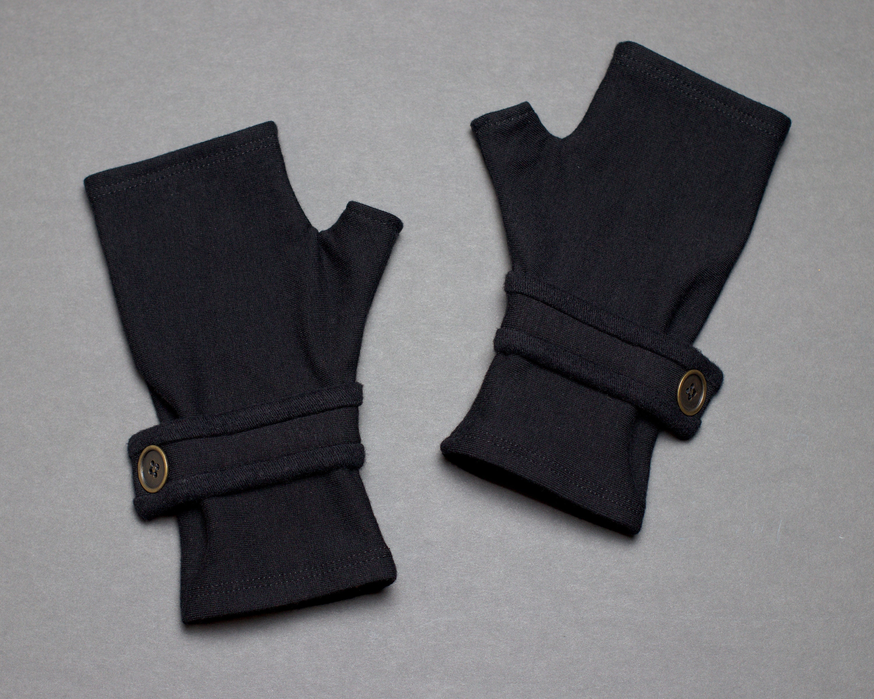 Guantes de vellón sin dedos negros guantes de texto mittens sin dedos  calentadores de muñeca fleece de bambú ecológico -  España