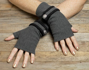 Fingerless Gloves for Women - Winter Mittens - Fleece Wrist Warmers - Eco-Friendly Bamboo