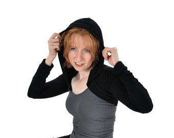 Eco-Friendly Bamboo Hoodie Shrug Bolero - Black