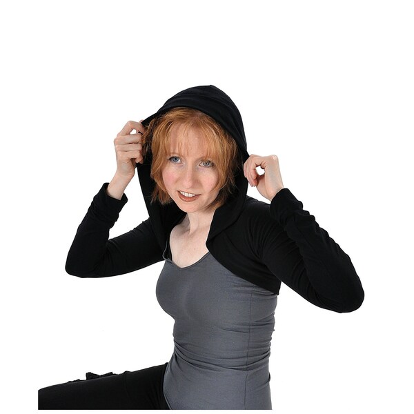 Eco-Friendly Bamboo Hoodie Shrug Bolero - Black