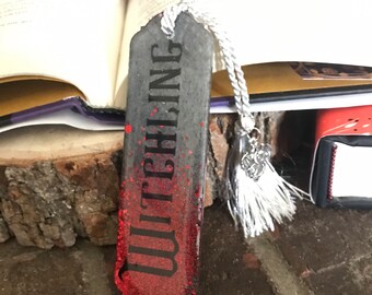 Witchling Bookmark: Red Glitter Resin, Wyvern Charm