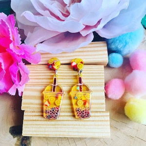 Strawberry Lemonade Boba Earrings