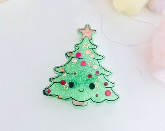 Happy Christmas Tree Brooch