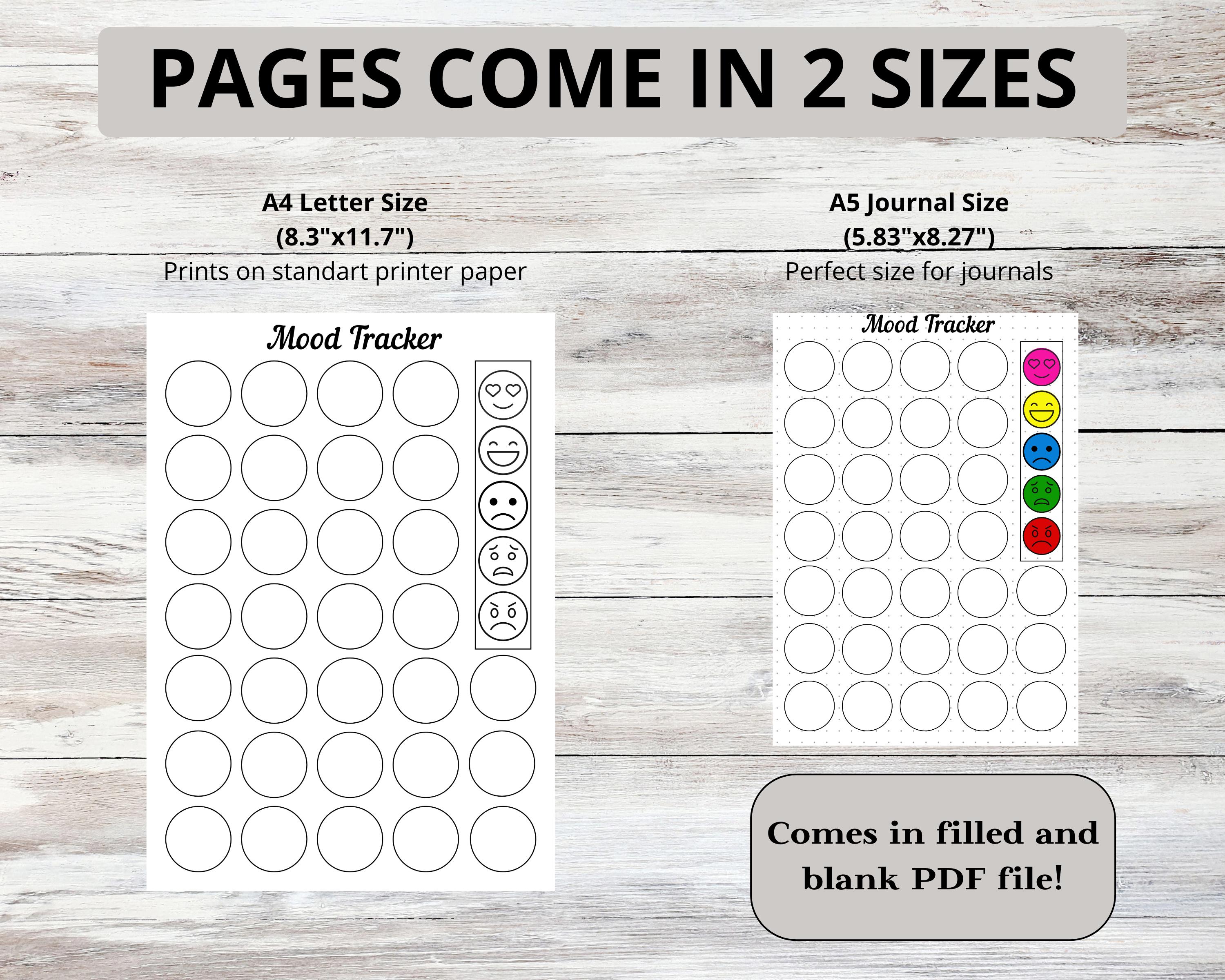 Emoji Mood Tracker PRINTABLE Journal Page Planner Page Feelings Tracker