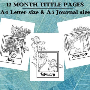 Floral 12-Month Journal Title Pages – Printable Planner (PDF)