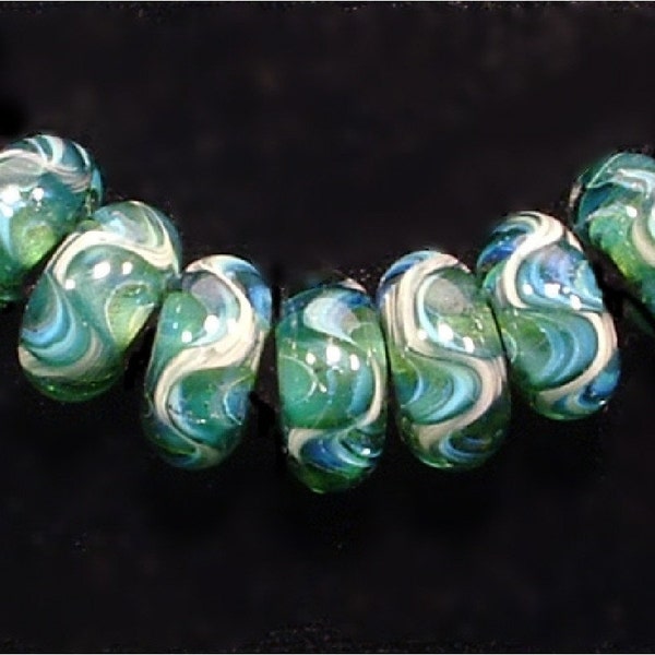 Deep Ocean Turtle Shell Beads Handmade Lampwork Glass Bead Set by Suzanne Box at ZB-Beads