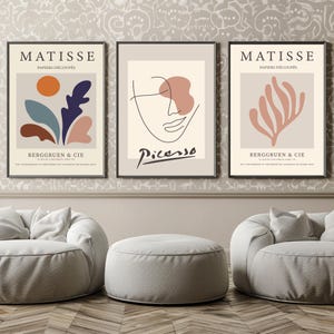 Gallery Wall Set Of 3 Prints, Matisse Poster, Picasso Print, Trendy Wall Art, Matisse Print Set, Museum Poster, Printable Wall Set