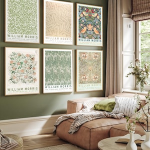 William Morris Prints, Gallery Wall Set 6, Vintage Museum Exhibition Art Posters, Botanical Wall Art, William Morris Vintage Flower Print