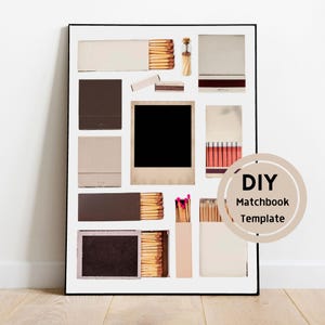 Beige & Naturall Matchbook Poster Art Template, Blank Matchbox Template, Personalized Digital Matchbook Gift, DIGITAL DOWNLOAD