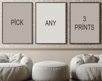 Custom Gallery Wall Art Prints - Pick Any 3, Modern Home Decor (Digital Download)