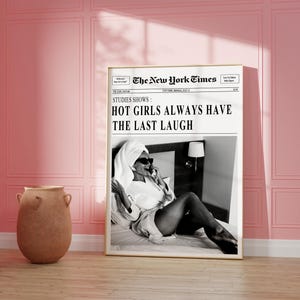 Retro Newspaper Print for Wall, Stylish Bar Cart Decor, Vintage Modern Art, Printable Mockup