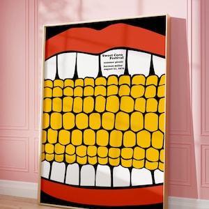 Póster del festival de verano de Herman Miller de 1970, obra de arte poco común de Picnic 70 Corn, mediados de siglo, descarga digital, impresión artística de decoración vintage