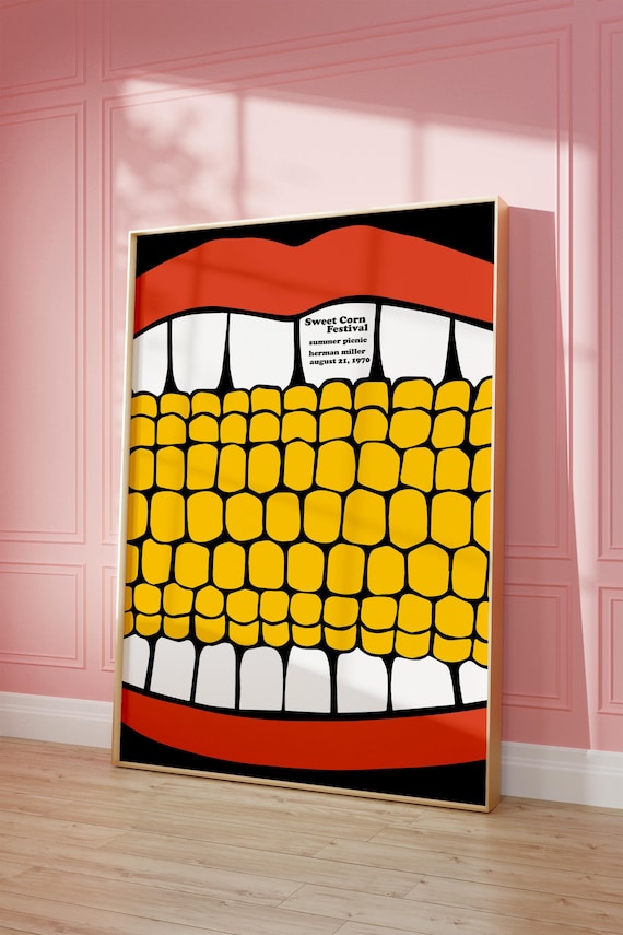 Herman Miller Summer Festival 1970 Poster, Rare Picnic 70 Corn Art
