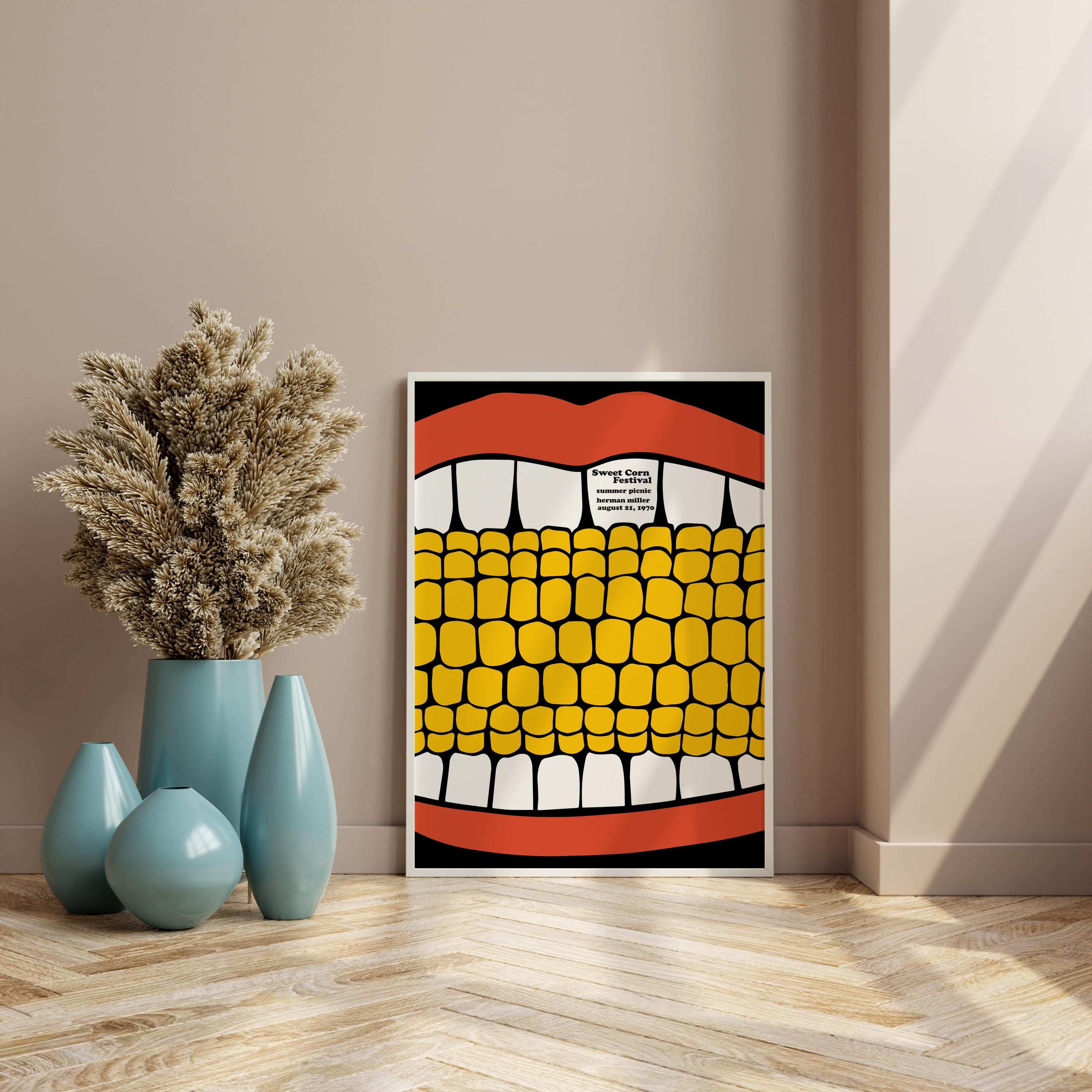 Herman Miller Summer Festival 1970 Poster, Rare Picnic 70 Corn Art