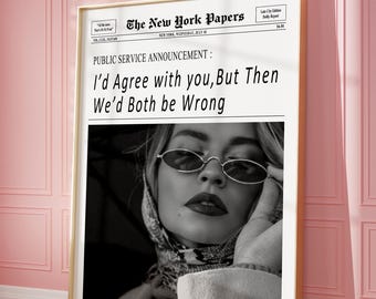 Retro Newspaper Print, New York Papers Poster, College Dorm Decor (Digital Download)