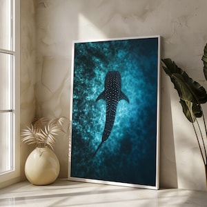 Walhai Leinwand Gemälde, Marine Leben Wandkunst, Walhai Kunstdruck, Wohnzimmer Dekor, fertig zum Aufhängen, Unterwasser Kunst, Geschenkidee