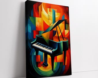 Vibrant Abstract Piano: Bold and Colorful Music-inspired Art for
